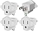 3-2 Prong Adapters Grounding Adapter - JACKYLED 3-Prong to 2-Prong Adapter Converter ETL Listed Fireproof Material 200℃ Resistant Heavy Duty Wall Outlets Plugs for Household Appliances Industrial- 4 pack