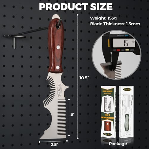 PinStone 8-In-1 Painters Tool - Paint Brush Comb, Paint Roller Cleaner, Stainless Steel Scraper, Putty Knife, Paint Can Opener, Wooden Handle - Image 6