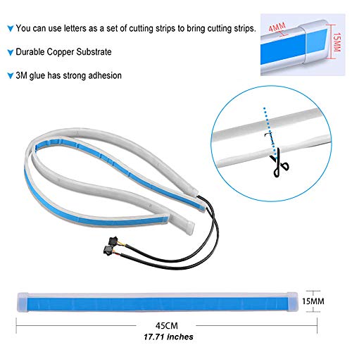 Exterior Car Led Lights - Multicolor 2 Pcs 17.71 Inches Daytime Running Lights, Rgb Flexible Led Strip Light Kits - For Car Replacement Switchback Headlight Decorative Lamp And Turn Signal Lights #TOP2