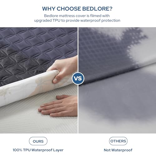 BEDLORE Waterproof Mattress Protector, Queen Size Noiseless Mattress Pad with Deep Pocket 6