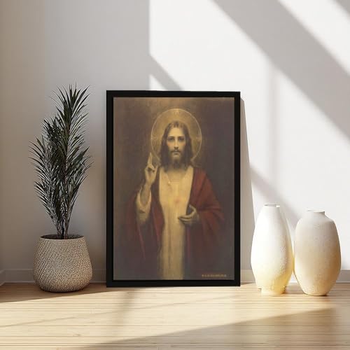 Tableau Sacré-Cœur de Jésus toile religieuse Saint-Esprit