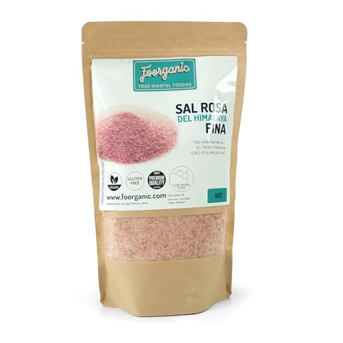 FOORGANIC Sal Rosa del Himalaya Fina Foorganic 1kg Natural Sin Aditivos | Rica en Minerales | Origen Sostenible | Cocina Saludable