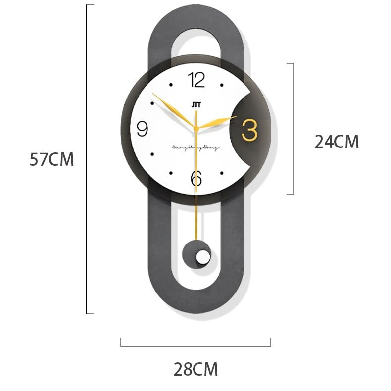 Moderno reloj de pared grande con péndulo, funciona con pilas, reloj decorativo silencioso para sala de estar, oficina en casa, fácil de leer