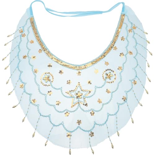 BESPORTBLE Ventre Danse du Visage Voile Perles Paillettes Gland Ventre Voile Tribal Egyptien Masque Pour Filles Accessoires de Costume Bleu