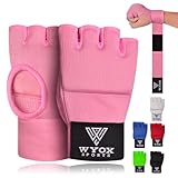 WYOX Boxing Hand Wraps Gel Knuckle Padded Inner Elastic Quick Wraps Fist Protection Boxing Gloves for Women Men Wrist Wrap MMA Muay Thai Training Handwraps (Pink, S-M)