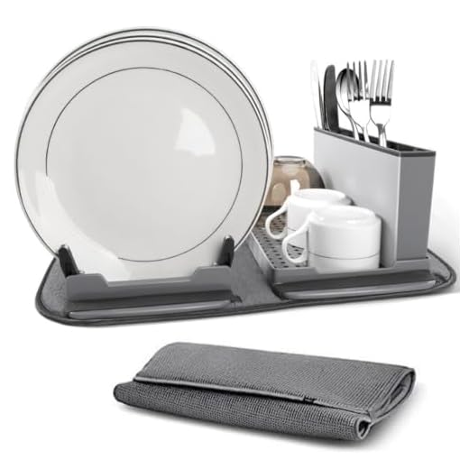 TTW Escurreplatos, escurreplatos Plegable con Alfombrilla Secado Platos Enrollable, escurreplatos sobre Fregadero para Vasos, Platos y Utensilios