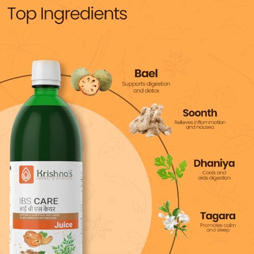 Image of KRISHNA'S HERBAL & AYURVEDA IBS Care Juice For Digestive Health, Helps Manage Digestive Issues, No Artificial Colors or Flavors - 1000 Ml (Pack of 1)