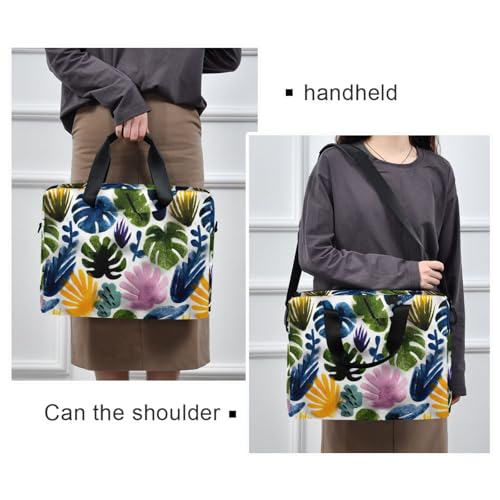 Bolso para portátil con estampado de hojas y múltiples bolsillos miniatura 2