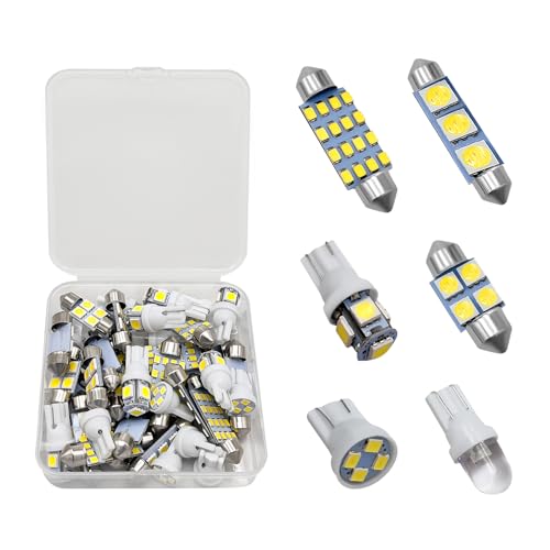 MTRPS 42PCS Interior Car Lights, Super Bright White Dome Map Tail Cab Lights Bulb Replacement Kit, T10 31mm 36mm 41mm LED Bulb Set, Bulbs Kit for Car Door Light License Plate Light