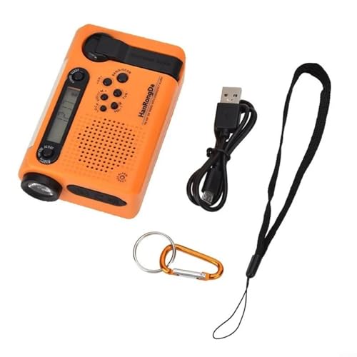 Gettimore Radio Portátil Solar con Manivela AM FM SW, Cargador de Teléfono 2000mAh, Linterna LED y Alarma SOS(Orange)