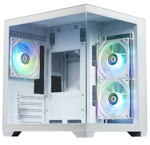 Image of Circle Lucid Micro M3 Mid- Tower Computer Case | Gaming Cabinet - White | Support M-ATX, ITX | Pre- Installed 2 x 120mm Side and 1 x 120mm Rear ARGB Infinity Mirror Fans