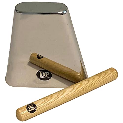 DP Music 7 Inch Cow Bell Noise Maker with Beater Chrome Finish - Cowbell for Sporting, Football Games, Events - Percussion Musical Instrument