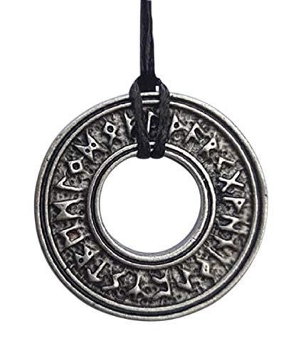 Diametro ciondolo: 2,7 cm Cerchio runico Ciondolo Vikings. Runa vichinga placcata Argento. Talismano Celtico di Protezione e Valore. Idea Regalo Appassionati Fantasy Cosplay. Gioiello Artigianale Diametro 2,7 cm