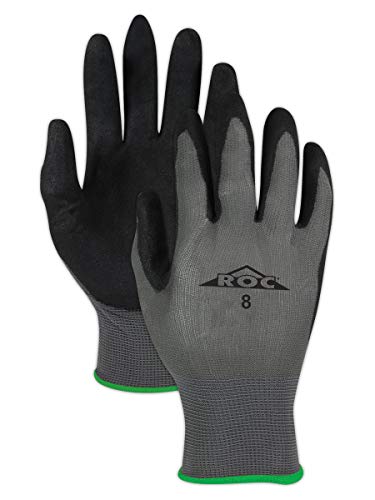 MAGID Enhanced Grip Mechanic Work Gloves, 12 PR, Sandy Nitrile Coated (Nitrix), Size 8/M, Automotive, Reusable, 13-Gauge (GP500), Gray/Black