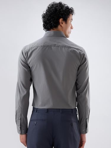 Image of Raymond Men Slim Fit Solid Pattern Pure Cotton Regular Collar Full Sleeve Casual Shirt