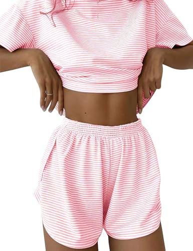 Kistore Summer 2 Piece Pajamas Sets Short Sleeve Sleepwear Pjs Lounge Split Short Sets