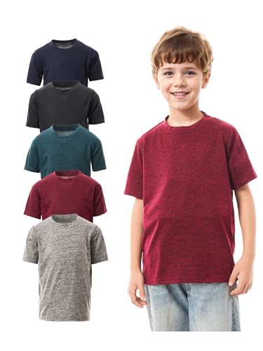 5 Pack Youth Quick-Drying T-Shirt Moisture Wicking Athletic Short Sleeve Tees for Boys & Girls