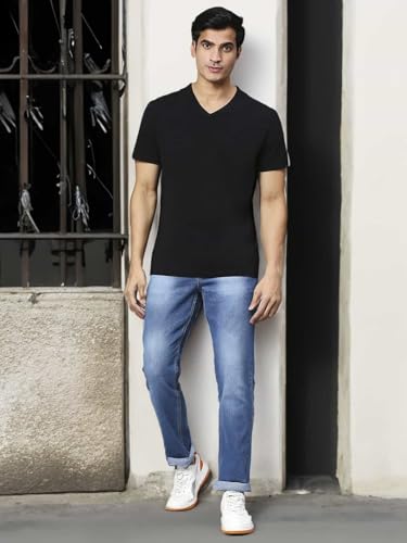 Image of Blue Jeans for Men Regular Fit - Cotton Jeans Pant for Men, Regular Denim Jeans for Boys - Light Fade Jeans for Men