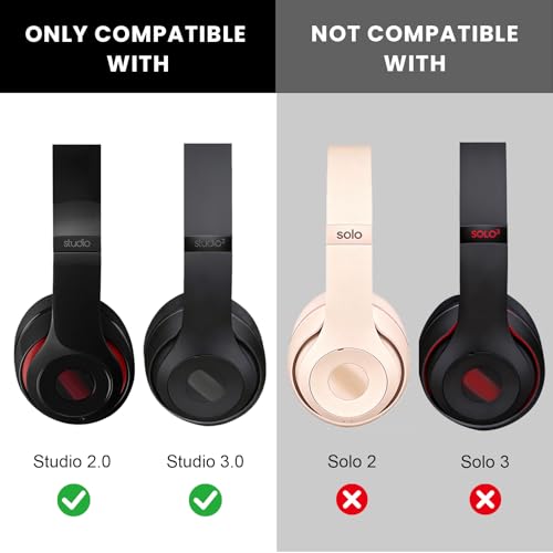 Almohadillas de repuesto para auriculares Beats Studio 2 y 3 inalámbricos, fundas para orejeras compatibles con Studio 2.0 y 3.0 (B0501, B0500, A1914), espuma viscoelástica más suave y mejor aislamiento acústico (negro) miniatura 6