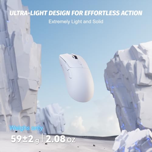 Image of ATTACK SHARK X68 HE 60% Wired RT 8K Keyboard and Wireless R1 Mouse-White | Adjustable Actuation,Hall Effect Mechanical Magnetic Switch,Coiled Cable,USB C /2.4Ghz /BT Ultralight 18K DPI Mice for PC Gamer