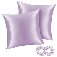 BEDELITE Satin Kissenbezug 80x80 Lavendel - Kopfkissenbezug 2er Set Weich wie Seidenkissenbezug 80 x 80 Sommer mit 2 Haargummis für Haar und Haut, Similar to Silk Pillowcase Pillow Cover