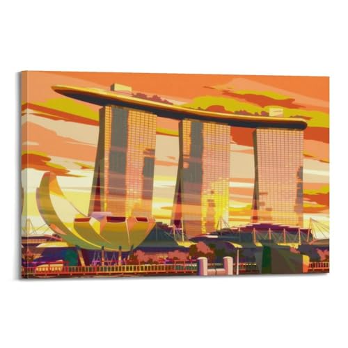 Tableau Singapour Marina Bay sur toile premium décoration esthétique