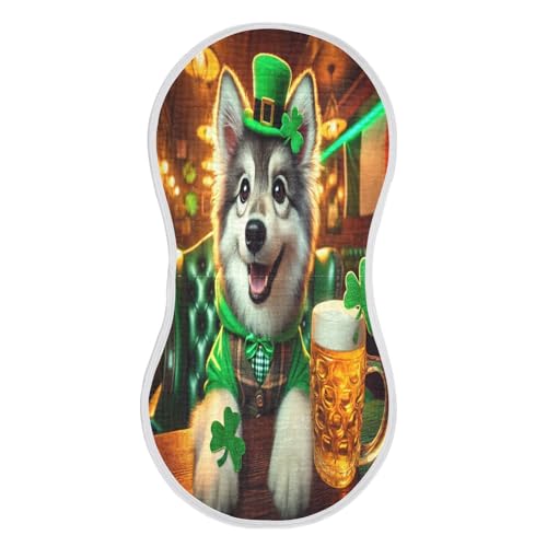 St Patricks Dog Golden Baby Burp Cloths Muslin Burp Cloths Soft Burp Cloth Burp Rags Cotton Burp Clothes Absorbent for Girl Unisex Boy Newborn 1 Pack 22x11 Inches