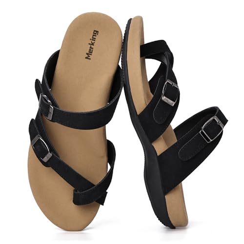 Merking Women's Arch Support Slide Sandals Adjustable Orthotic Flip Flops Walking Summer Shoes2