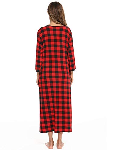Image of Bloggerlove Zipper Front Robes for Women House Coat Half Sleeve Loungewear Long Nightgown with Pockets S-3XL