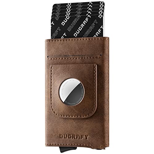 DUGRAFT Pop Up Wallet with AirTag Holder, RFID Blocking Air Tag Wallet with Money Clip Smart Credit Card Holder Wallet for Men(AirTag Not Included)