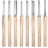 LEONTOOL 8 PCS Wood Lathe Chisel Set Wood Lathe Turning Tool for Woodworking, 2 Skew, 1 Spear Point, 1 Parting, 1 Round Nose, 3 Gouge Tools, Woods Turning Chisel for Beginners and Professionals