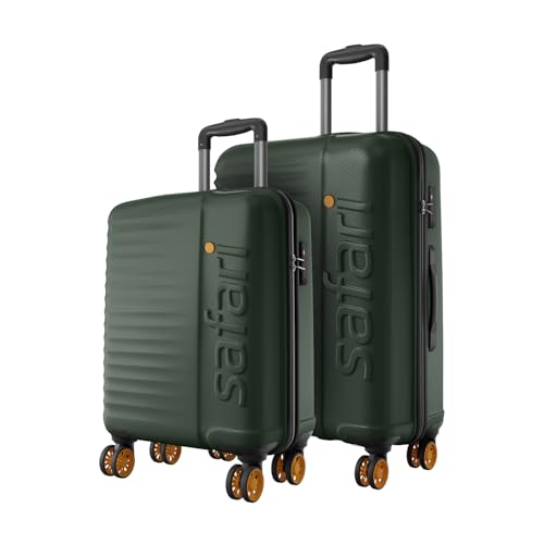 Safari Set of 2 Insignia 8 Wheels (Cabin + Medium) Trolley Bags, TSA Lock, Hard Case Polycarbonate, 360º Wheeling Luggage, Travel Bag Suitcase for Travel, Trolley Bags for Travel, Deep Forrest