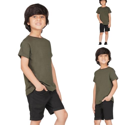 Image of Kids Round Neck Boys Tshirt | Short Sleeves | Natural Organic 100% Cotton Soft Comfortable Fabric | School Plain Color Original Branded Half Sleeve | T-Shirt for Boy Kid | Sleepwear Everyday Casual