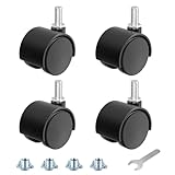 ANDUTEES 1.5 Inch Furniture Stem Casters Set of 4, Threaded Stem Diameter 5/16' Plastic Caster Wheels, Black Swivel Small Castors with T-Nuts, for Table, Cabinet, Storage Rack