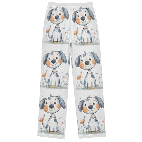 Boy's Pants Cute Cartoon Dog Jogger Pants Elastic Waist Long Bottoms Trousers with Pockets 6-14 Years