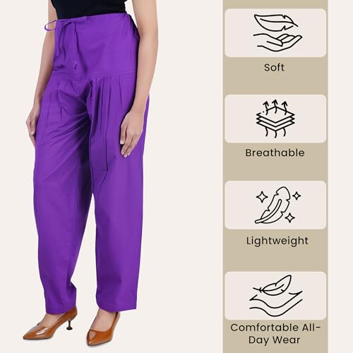 Image of Happy Bunny Salwar Pant for Women, Fine Cotton Ethnic Trousers with Drawstring Waist, Comfortable Daily, Office & Casual Wear Bottoms