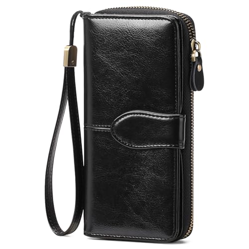 Portafoglio Donna Grande Capacità Portamonete Lungo Cerniera con Bloccaggio RFID Porta Carte con 21 scomparti le carte di credito Borsellino