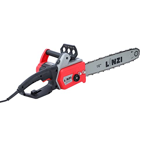 LINZI Electric Chainsaw 1300W 16-Inch Guide Bar and Blade Chain, Portable Corded Chain Saw with Extra Chain for Garden Trees Wood Cutting 101732 - 2