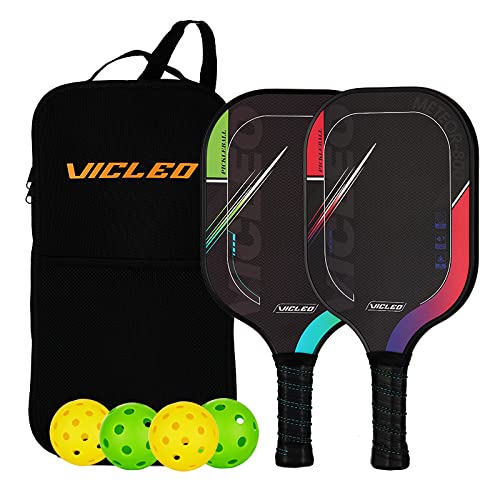 Pickleball Paddles, Pickleball Set of 2 Pickleball Rackets,4 Pickleball Balls 1 Bag, and 2 Hand Grip, Graphite Face Cushion, Polypropylene Honeycomb Core