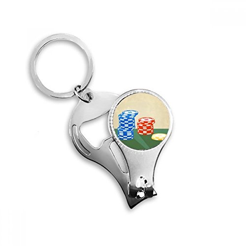 Casino Chips Arrangement Illustration Nail Nipper Ring Key Chain Bottle Opener Clipper