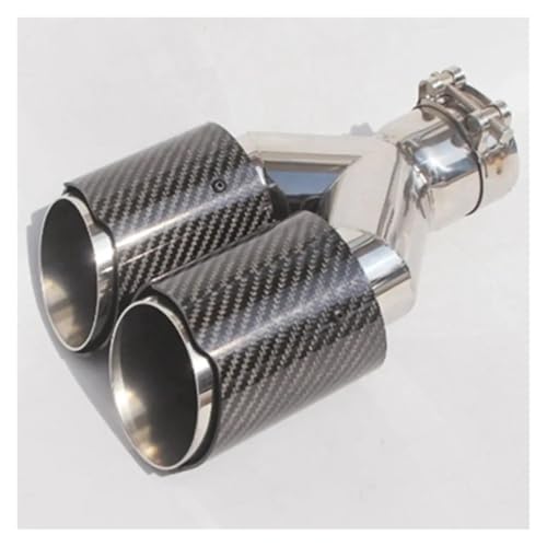 Tuyau d'échappement double en carbone brillant Y 63mm-101mm pour customisation auto
