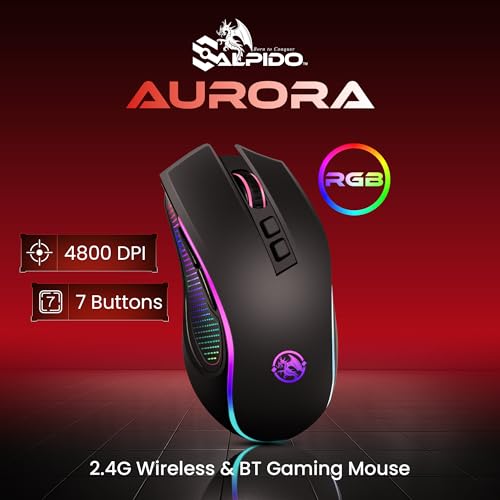 Image of SG-M350 Dual Mode Gaming Mouse 2.4G Wireless and Bluetooth, 7 Programmable Buttons, 4 Level DPI Range, RGB Lights, Huano Switch, 10G Acceleration, 700mAh Rechargeable Battery (Black Matte UV)