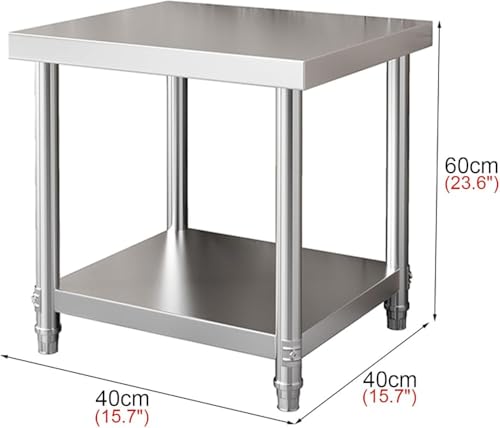 Table de préparation en acier inoxydable avec double étagère et pieds réglables - 3