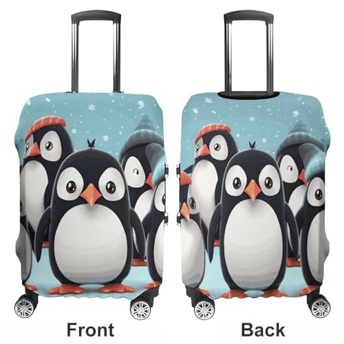 Cute Penguins Luggage Cover, Washable Elastic Suitcase Cover Protector Fit 18-32 Inch Luggage3