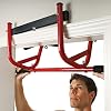 GoFit Elevated Chin Up Station, No Screw Strength Training Pull Up Bar for Doorway, Multi-Use Home Gym Equipment, Red / Black, 8.6 pounds, GF-ECS