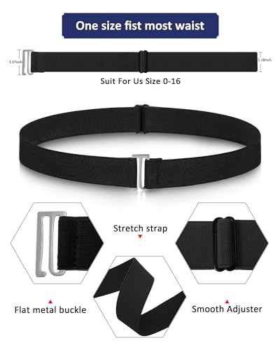 Image of SATINIOR 2 /3 /4 Pack Women Elastic Stretch Belt Invisible Sweater Shirt Tuck Band with Flat Buckle for Jeans Pants