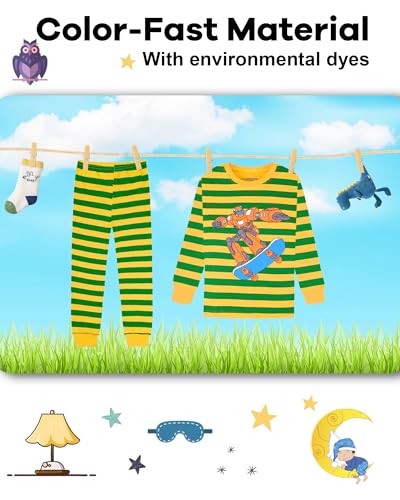 Image of DAUGHTER QUEEN Boys Pajamas 4 Pieces Long Set 100% Cotton Sleepwear Size 18 Months-12 Years