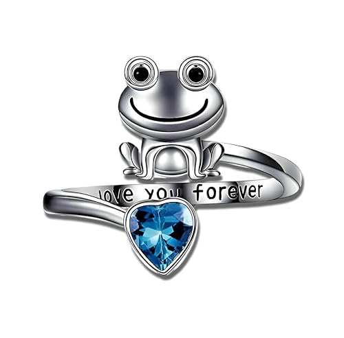 SUPAC Cute Smiling Frog Ring - Adjustable Open Ring Animal Decor, 'I love you forever'. Multiple Colors Available, Christmas or Birthday Gift