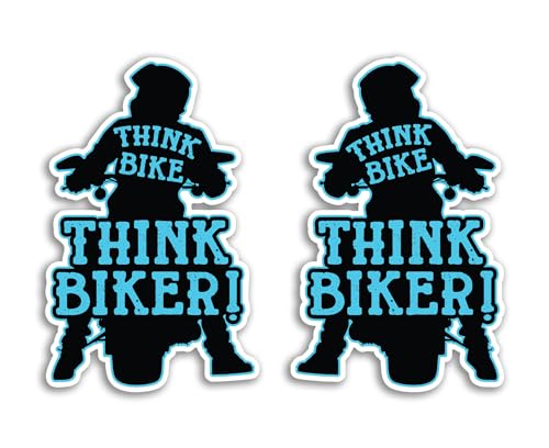 2 x 15cm Think Bike Vinyl Stickers - Biker Motorbike Motorcycle Awareness Warning Bumper Safety Car Vehicle Van Sign Decal Sticker #81844