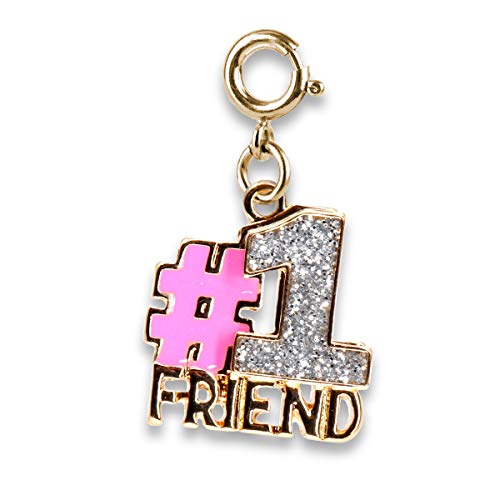 CHARM IT! Charms for Bracelets and Necklaces - Gold Glitter #1 Friend Charm